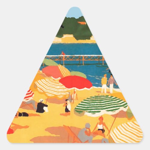 Vintage French Riviera Beach Triangle Sticker