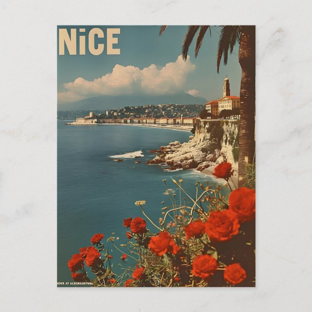 Vintage French Riviera Nice Coast Postcard (Front)