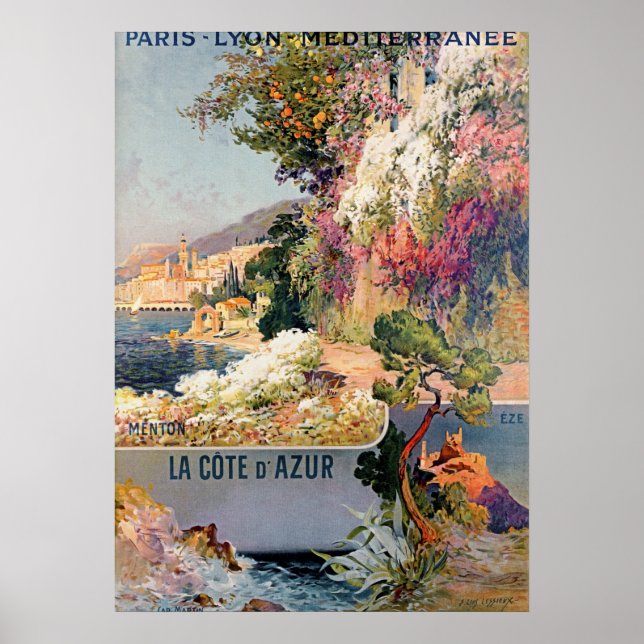 Vintage French Riviera travel advertising Poster (Front)