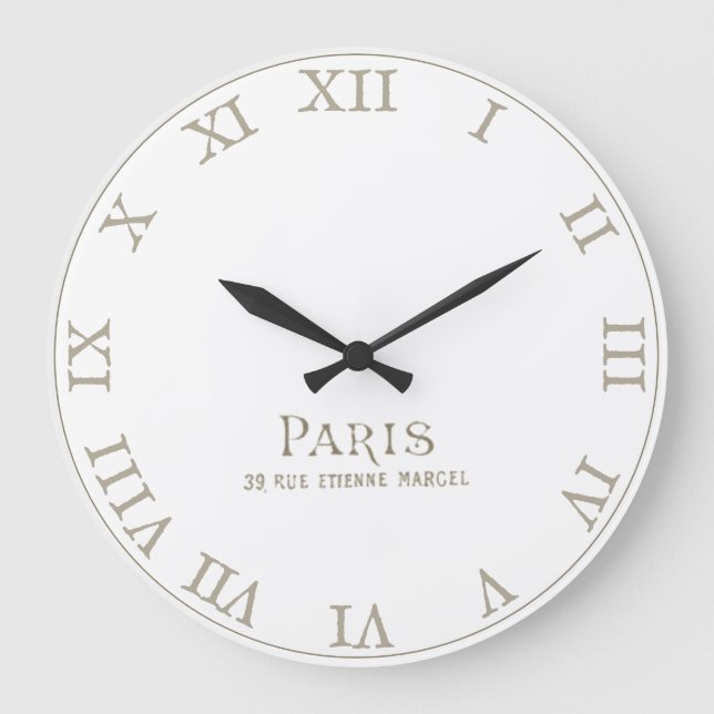 Vintage French Roman Numerals Paris Large Clock (Front)