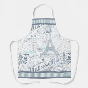 Vintage French Romance Collage Blue ID226 Apron