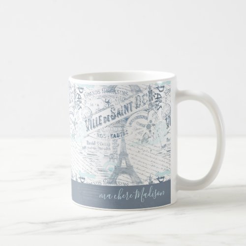 Vintage French Romance Collage Blue ID226 Coffee Mug