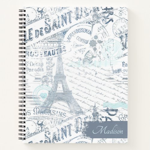 Vintage French Romance Collage Blue ID226 Notebook