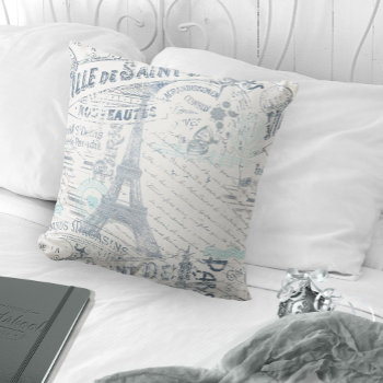 Vintage French Romance Collage Blue Id226 Throw Pillow by arrayforhome at Zazzle