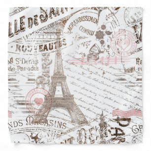 Vintage French Romance Collage Pink ID226 Bandana