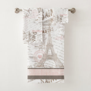 Vintage French Romance Collage Pink ID226 Bath Towel Set