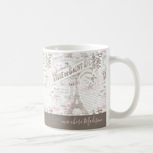 Vintage French Romance Collage Pink ID226 Coffee Mug