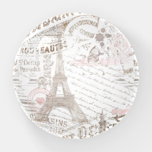 Vintage French Romance Collage Pink ID226 Paperweight