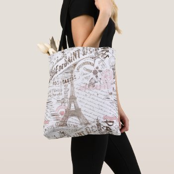Vintage French Romance Collage Pink Id226 Tote Bag by arrayforaccessories at Zazzle