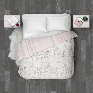 Vintage French Romance /Grunge Stripe Pink ID226 Duvet Cover