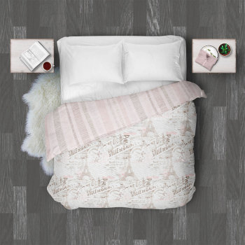Vintage French Romance /grunge Stripe Pink Id226 Duvet Cover by arrayforhome at Zazzle