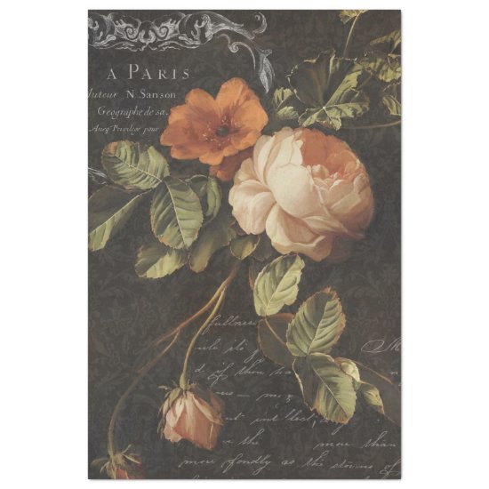 Vintage French Rose Decoupage Tissue Paper