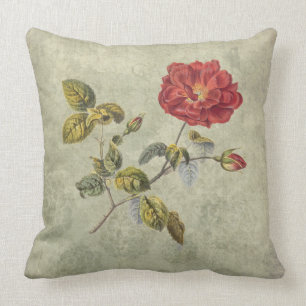 Vintage French Rose Elegant Country Rustic Throw Pillow