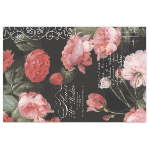 Vintage French Rose Garden Decoupage Tissue Paper