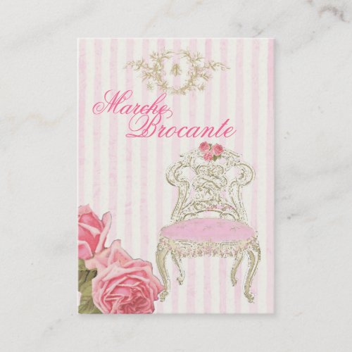 Vintage French Roses Chair Antiques Business Card