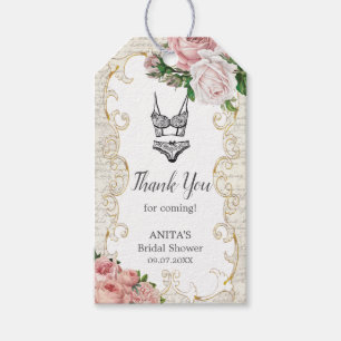 Vintage French Roses Lingerie Bridal Shower Favor Gift Tags