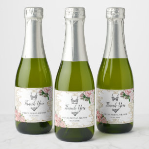 Vintage French Roses Lingerie Bridal Shower Favor  Sparkling Wine Label