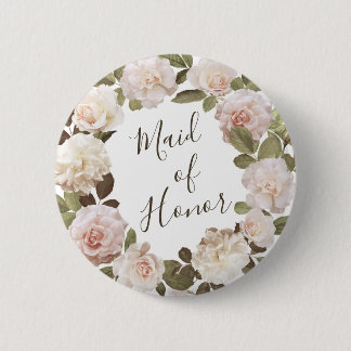 Vintage French Roses Maid of Honor Button
