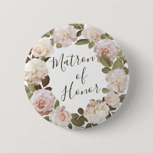 Vintage French Roses Matron of Honor Button
