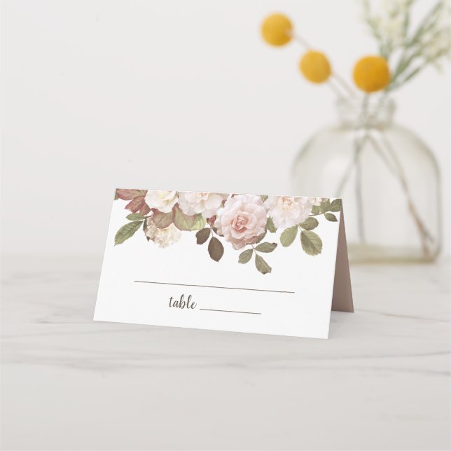 Vintage French Roses Wedding Place Card (Front)
