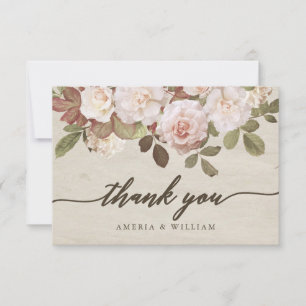 Vintage French Roses Wedding Thank You Card