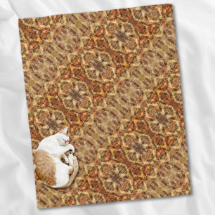 Vintage French Rustic Autumn Fall Brown Damask Fleece Blanket