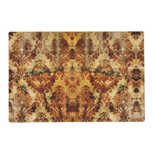 Vintage French Rustic Autumn Fall  Brown Damask Placemat