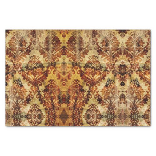 Vintage French Rustic Autumn Fall  Brown Damask Tissue Paper