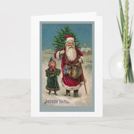 Vintage French Santa Claus Holiday Card