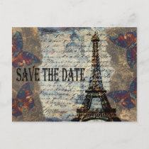 Vintage French Save the Date Announcement Postcard