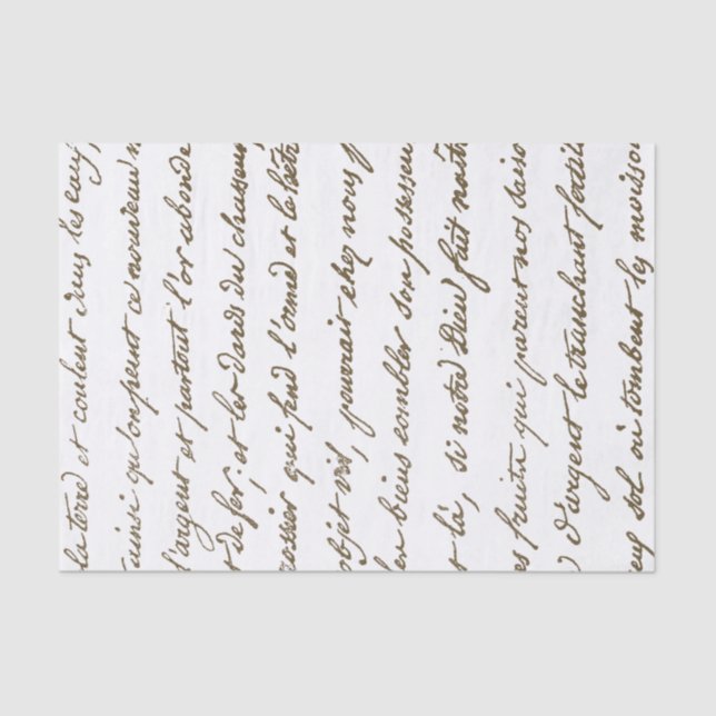 Vintage French Script Gold Harvest Letter Tissue Paper (Front)