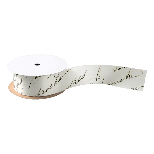 Vintage French Script Handwriting Ribbon | Zazzle