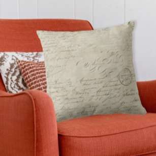 Vintage script throw online pillows