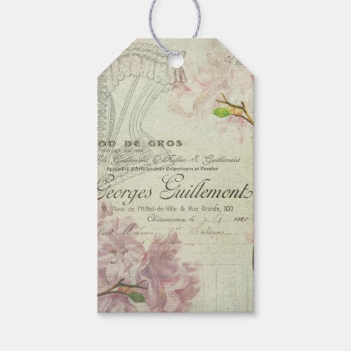 Vintage French Script Shabby Flowers Chic Corset Gift Tags