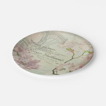 Vintage French Script Shabby Flowers Chic Corset Paper Plates by red_dress at Zazzle
