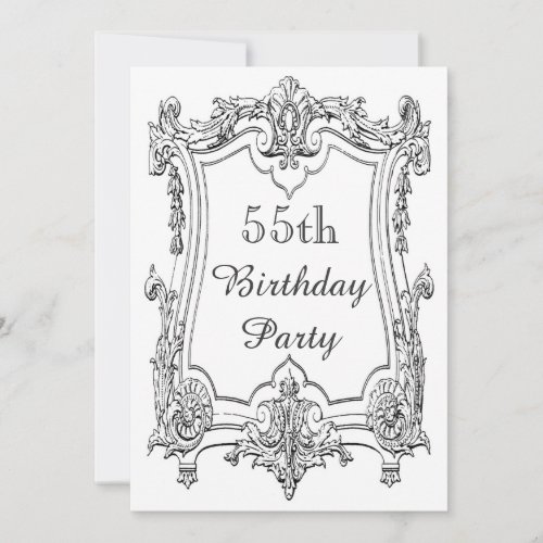 Vintage French Scroll 55th Birthday Double Sided Invitation