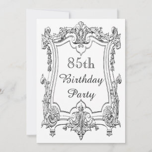 Vintage French Scroll 85th Birthday Double Sided Invitation