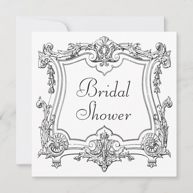 Vintage French Scroll Bridal Shower Double Sided Invitation (Front)