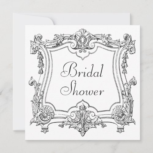 Vintage French Scroll Bridal Shower Double Sided Invitation