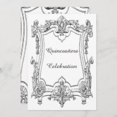Vintage French Scroll Quinceañera Double Sided Invitation (Front/Back)