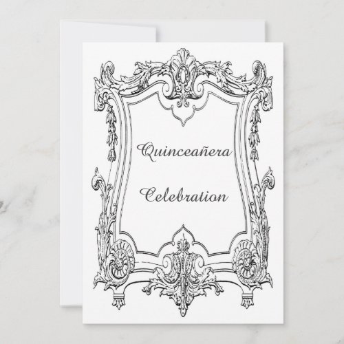 Vintage French Scroll Quinceaera Double Sided Invitation