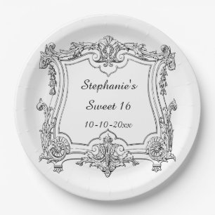 Vintage French Scroll Sweet Sixteen Paper Plates