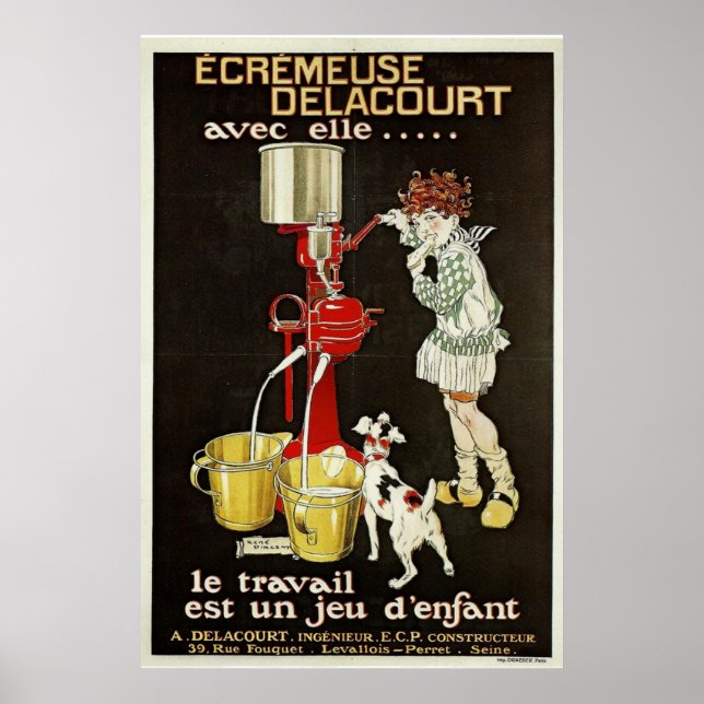Vintage French Separator Machine Ad Poster (Front)