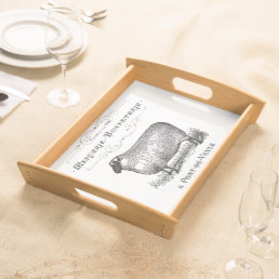 Vintage French Sheep  Farmhouse Typography Serving Tray