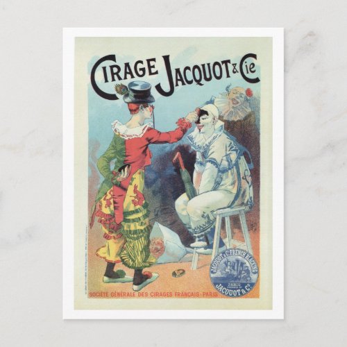 Vintage French shoe polish ad clowns Postcard