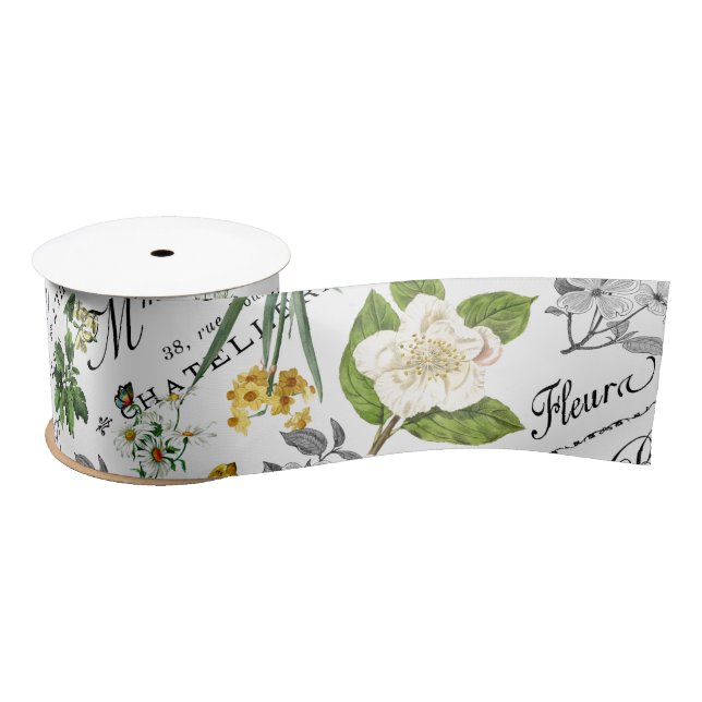 Vintage French Spring Flower Butterfly Ribbon (Spool)