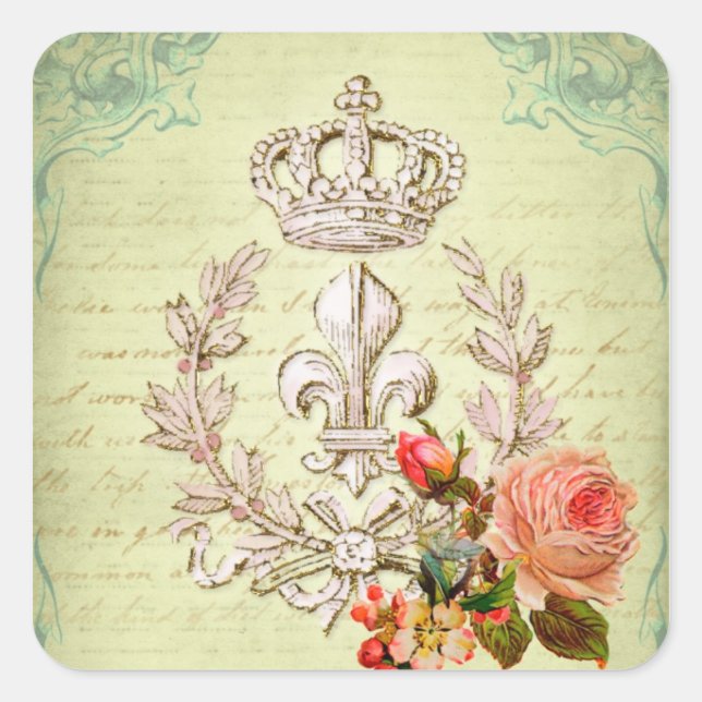 Vintage French Square Sticker (Front)