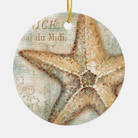 Vintage French Starfish Art Ceramic Ornament