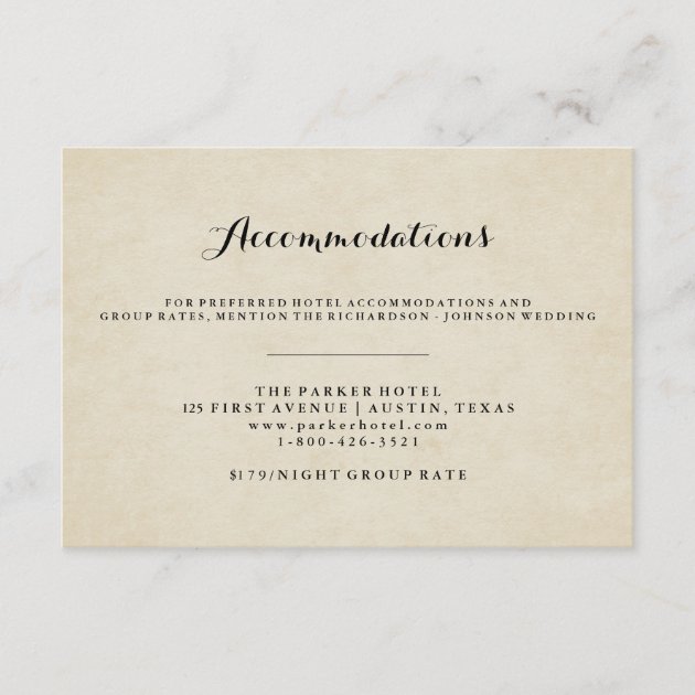 Vintage French Style Wedding Accommodations Enclosure Card