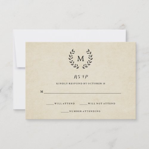 Vintage French Style Wreath and Monogram RSVP